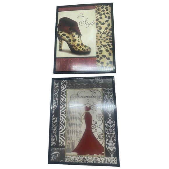 Set of 2 Special Moments Wall Art Reproduction black metal frames Nouveau READ - Picture 1 of 6